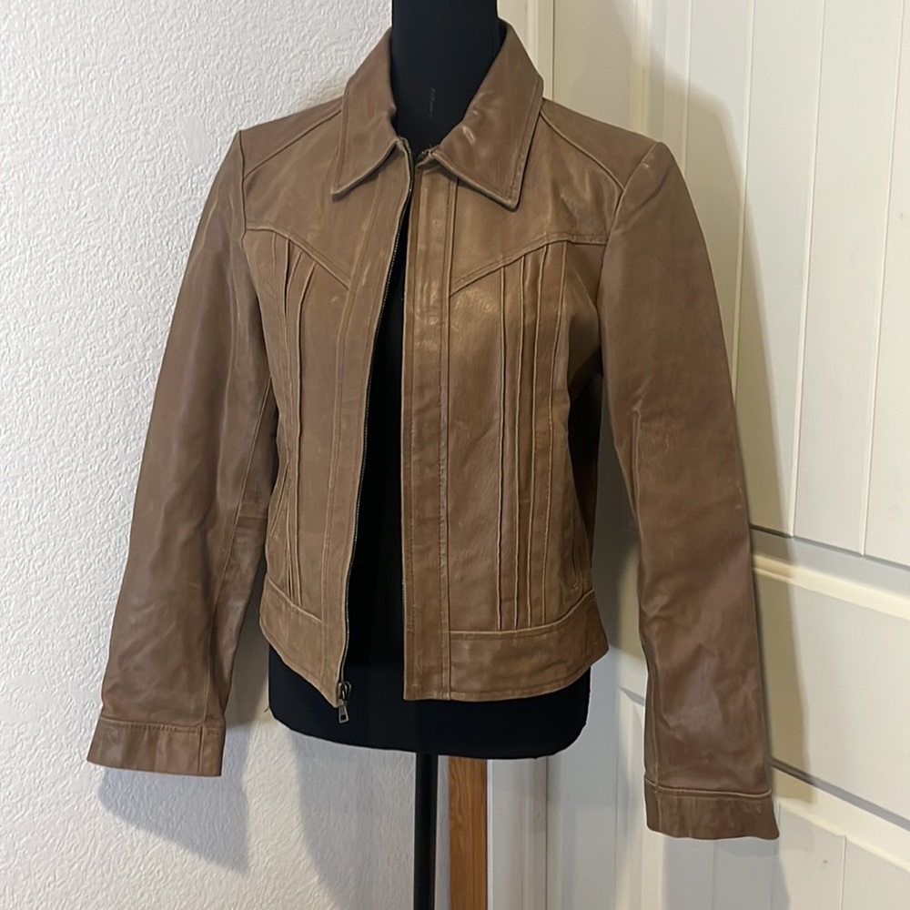 Victoria Secret Brown Leather Jacket M Moda